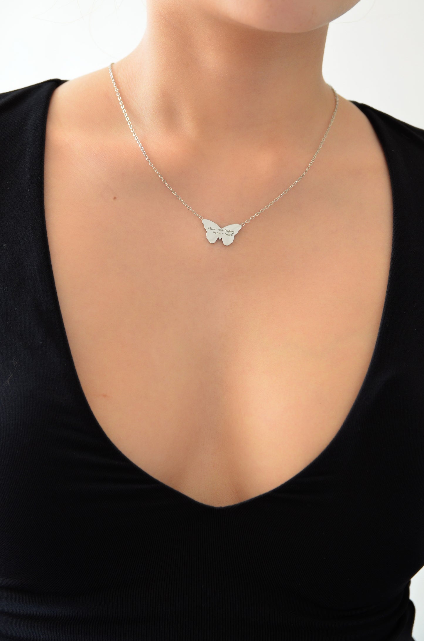Custom Butterfly Necklace - Handwriting