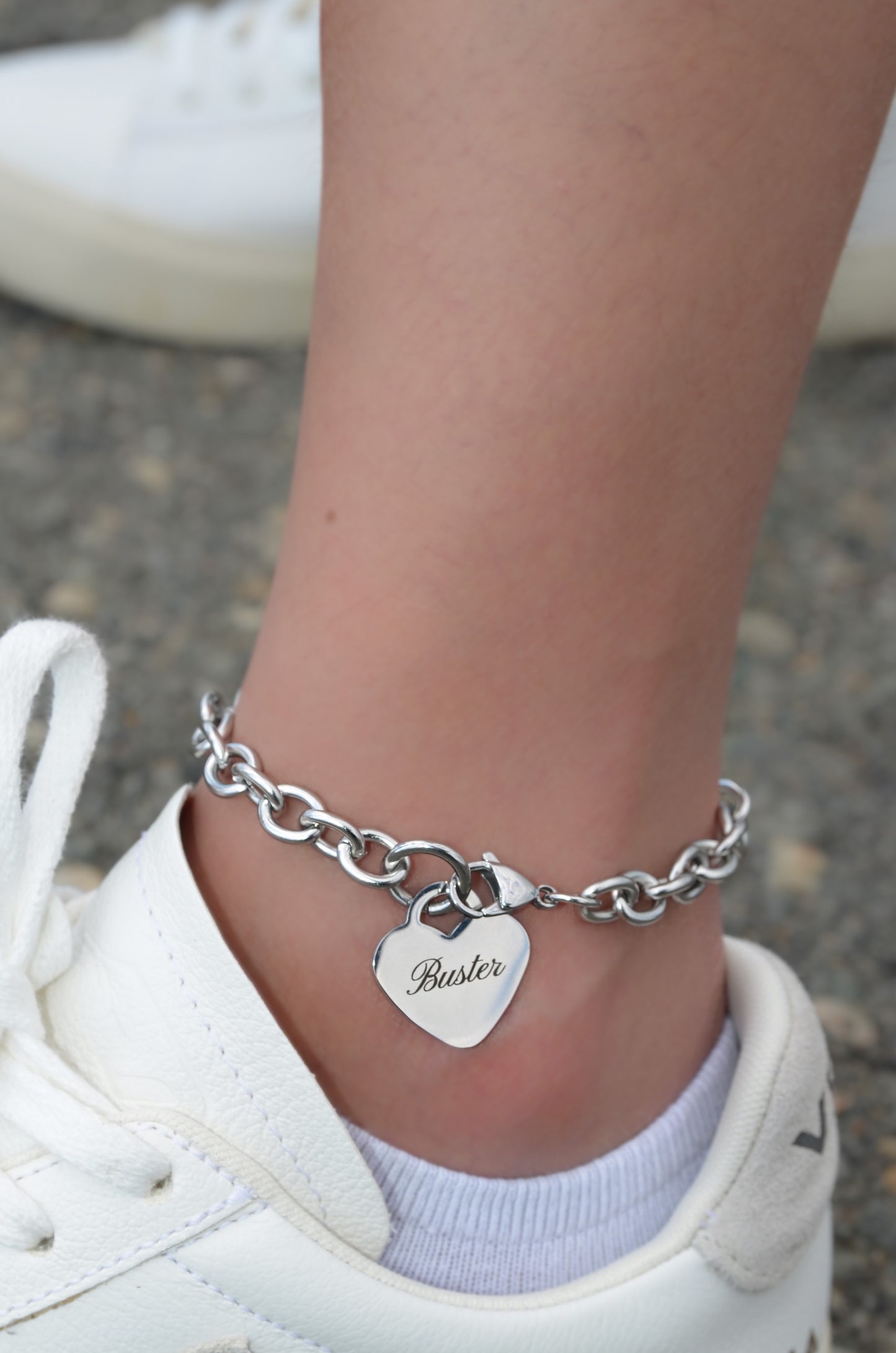 Custom Silver Heart Bracelet/Anklet- Pet