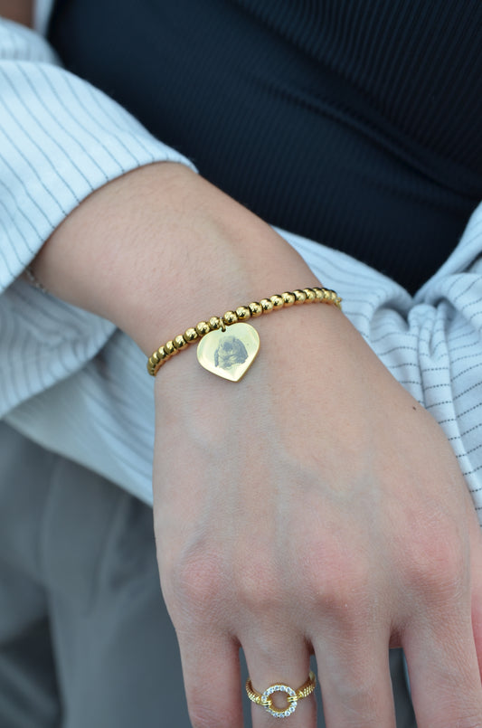 Custom Adjustable Heart Beaded Bracelet-Pet