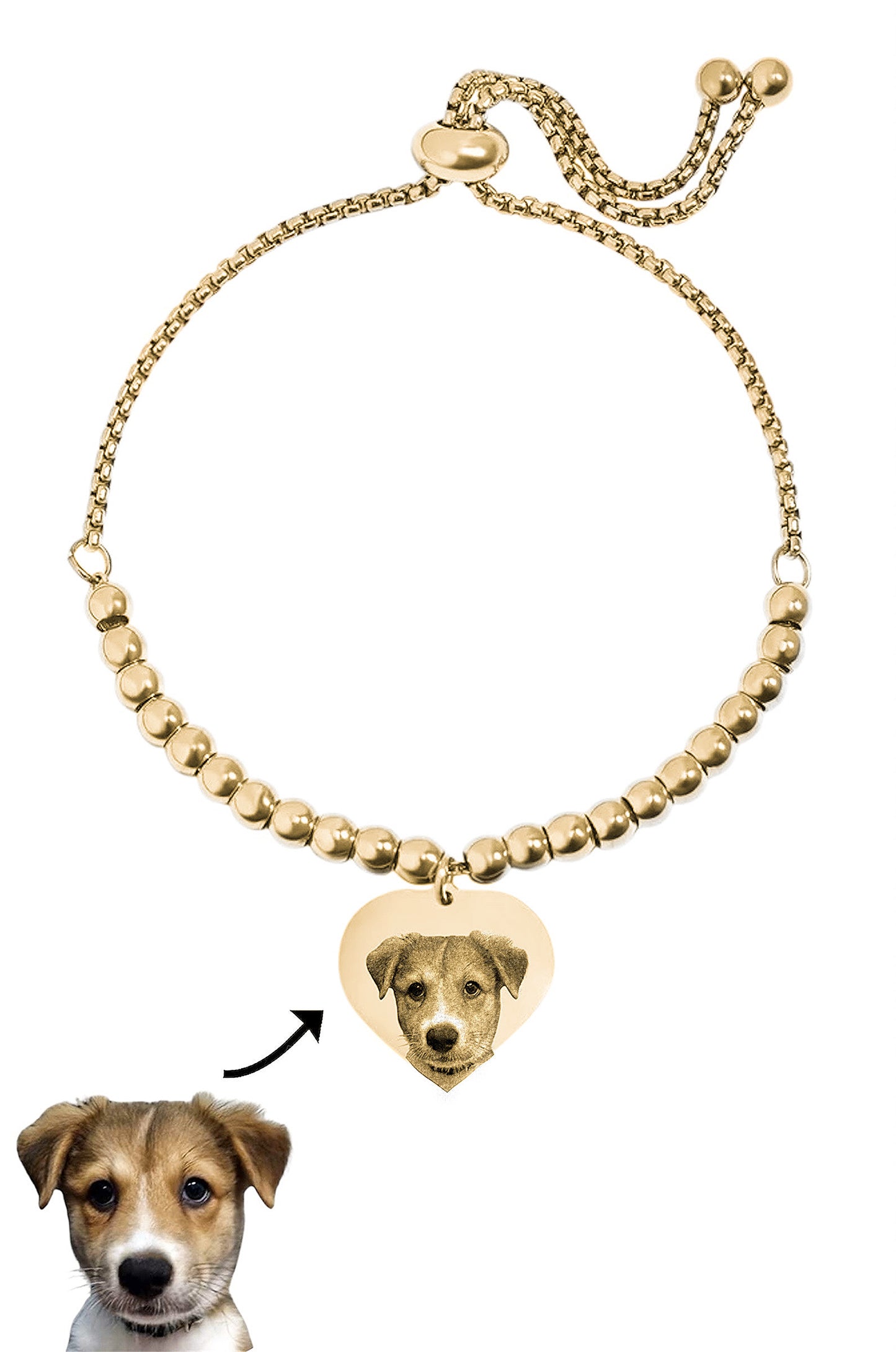 Custom Adjustable Heart Beaded Bracelet-Pet
