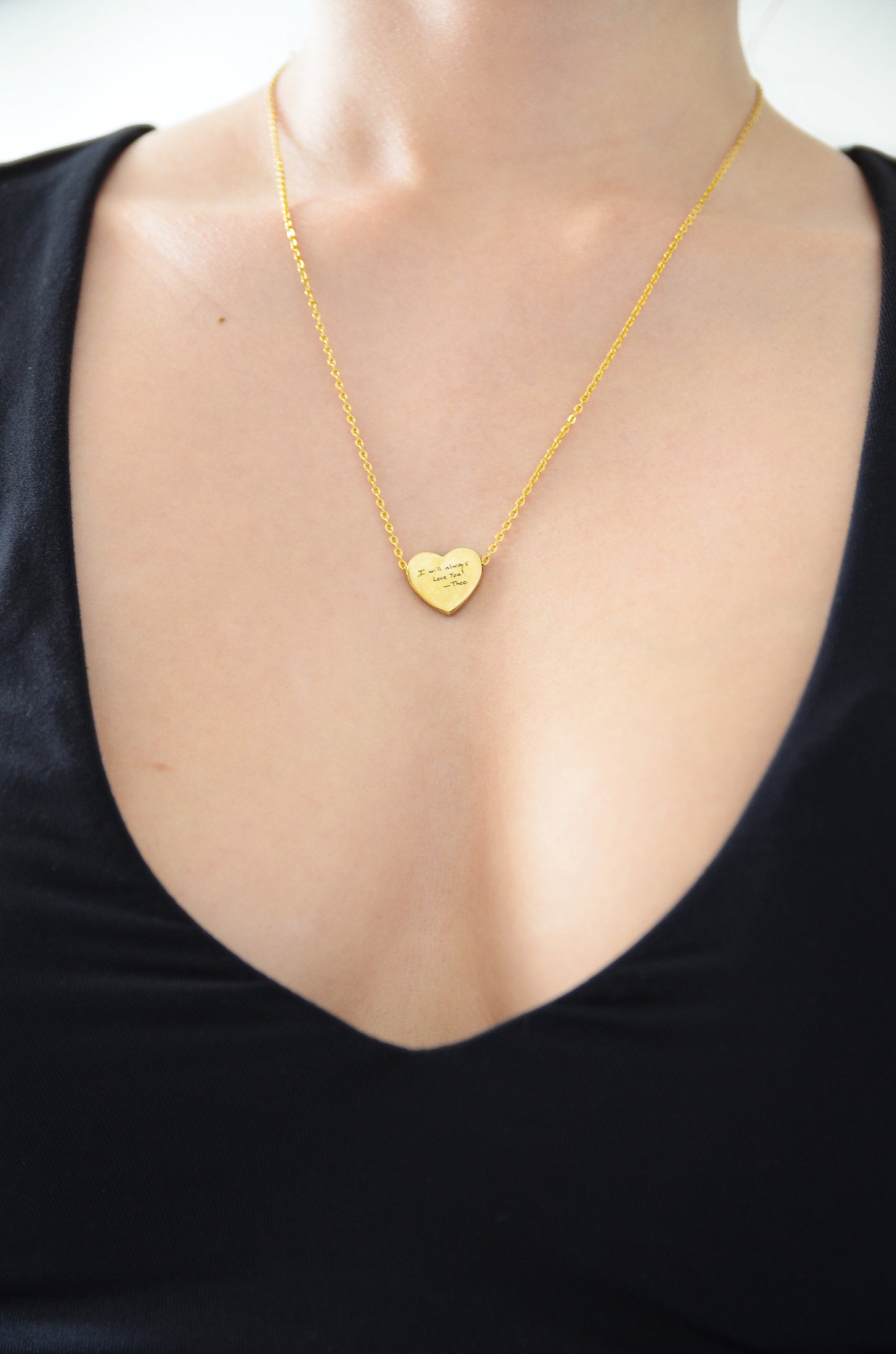 Custom Heart Necklace - Handwriting