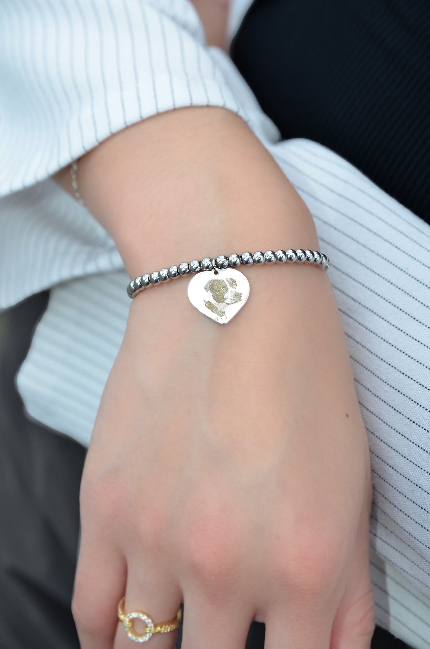 Custom Adjustable Heart Beaded Bracelet-Pet