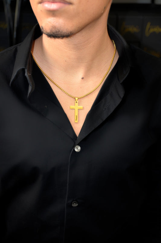 Men's Custom Cross Necklace-Text