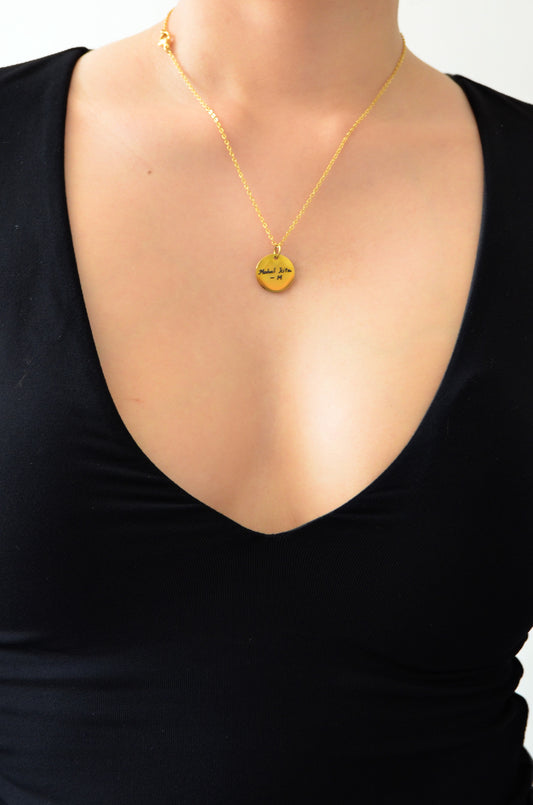 Custom Coin Necklace - Handwriting