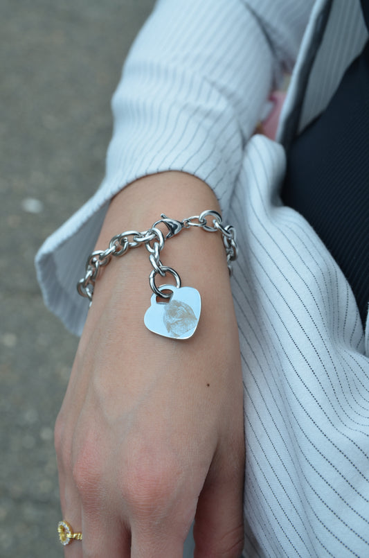 Custom Silver Heart Bracelet/Anklet- Pet