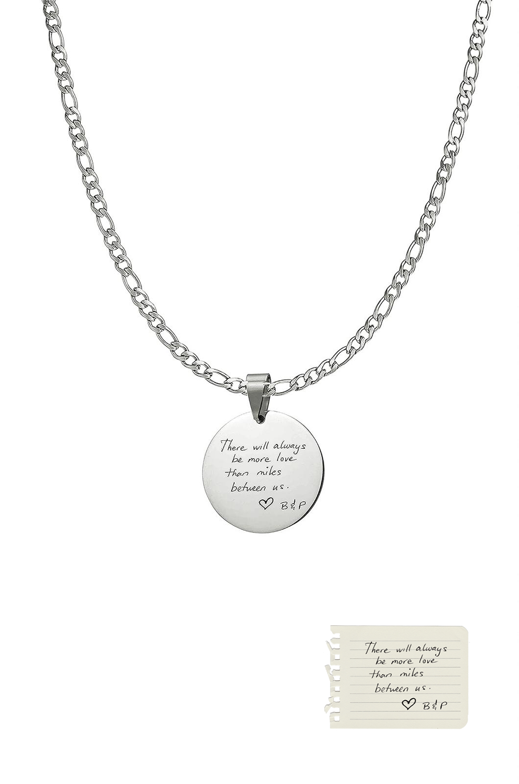 Men's Custom Coin Pendant Necklace - Handwriting