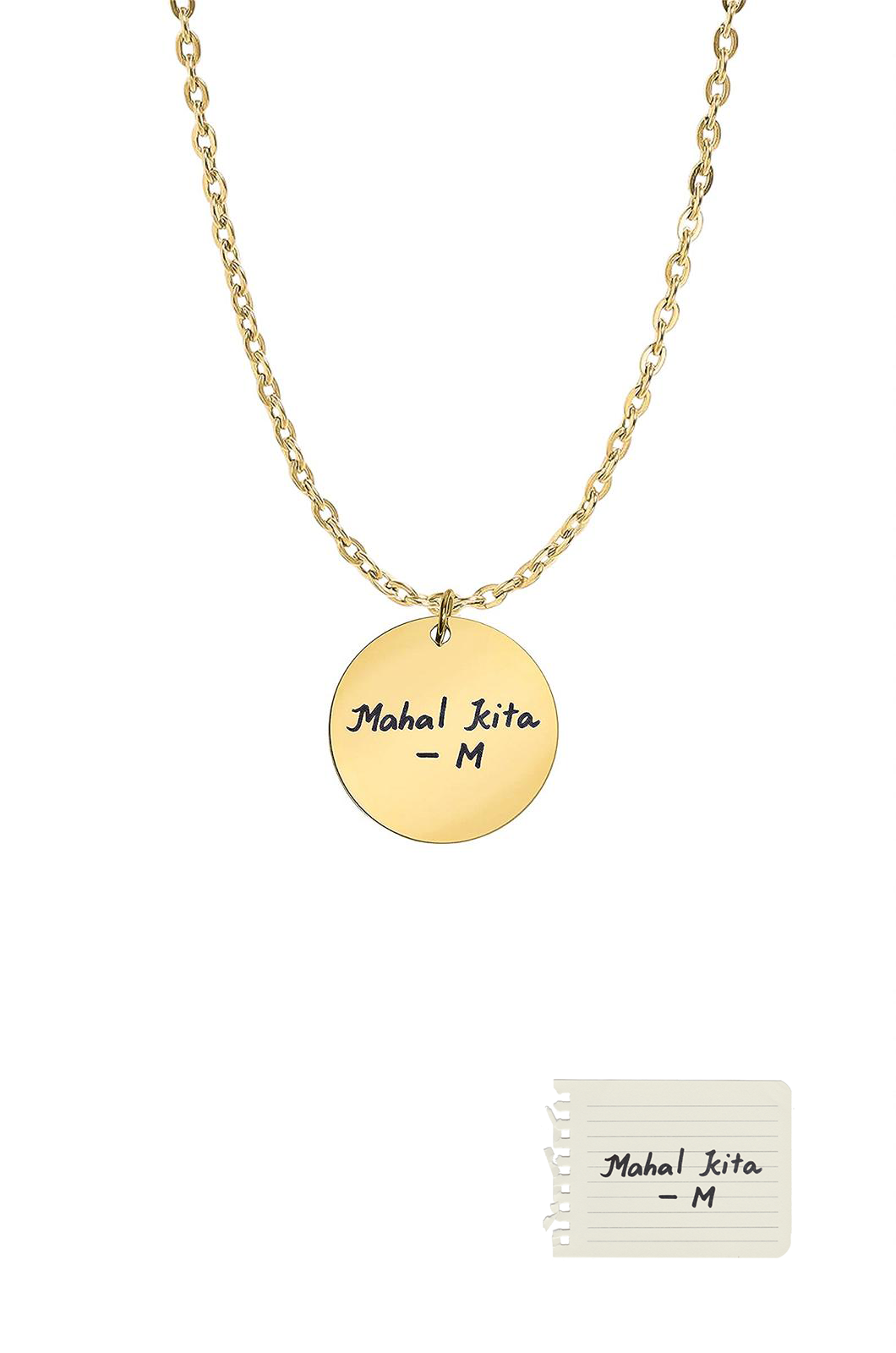 Custom Coin Necklace - Handwriting