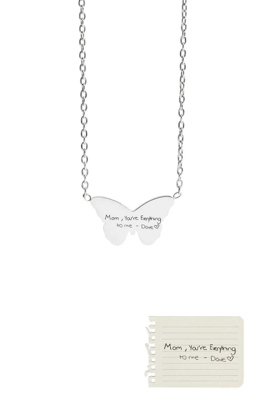 Custom Butterfly Necklace - Handwriting
