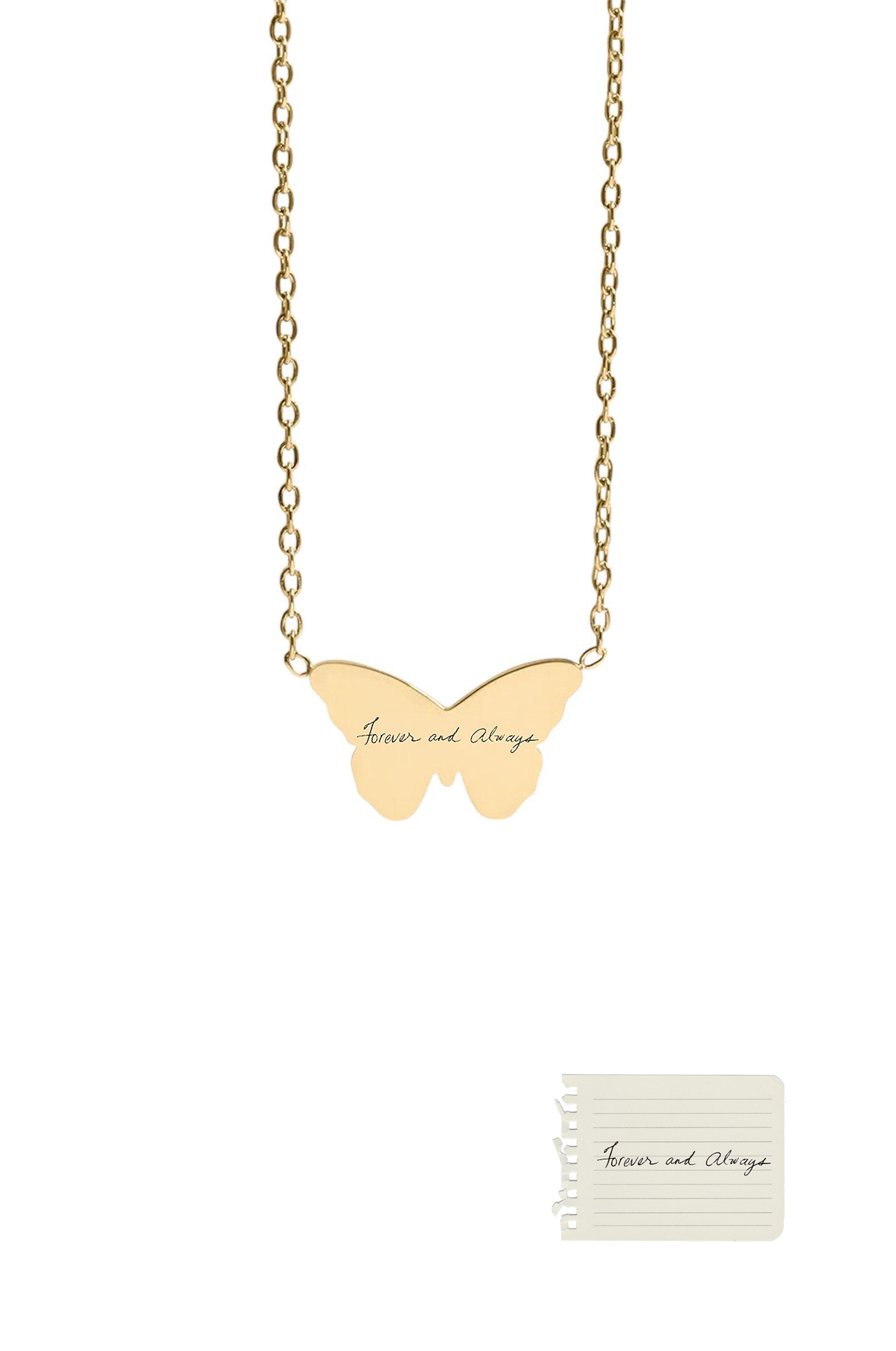 Custom Butterfly Necklace - Handwriting