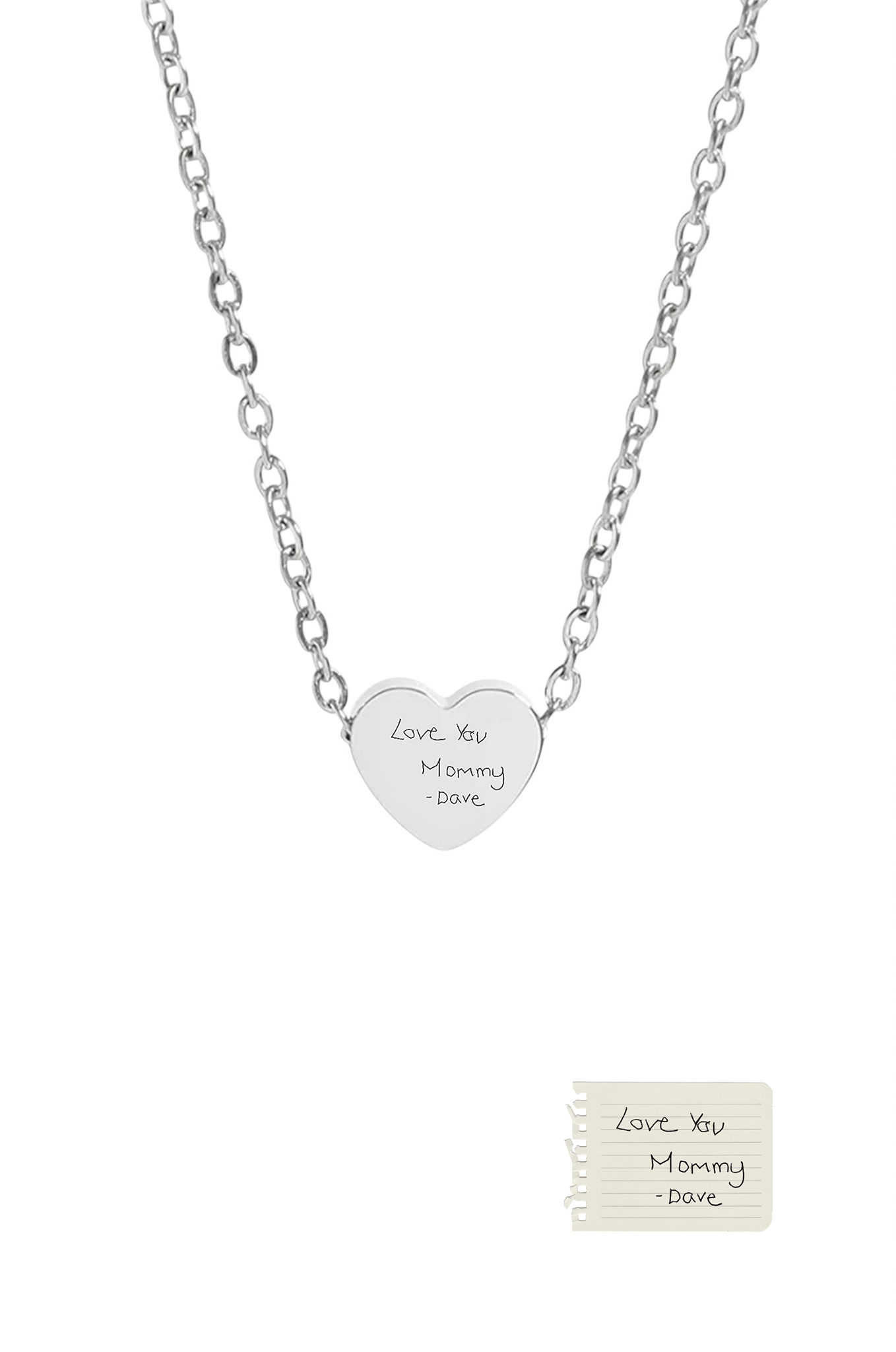 Custom Heart Necklace - Handwriting