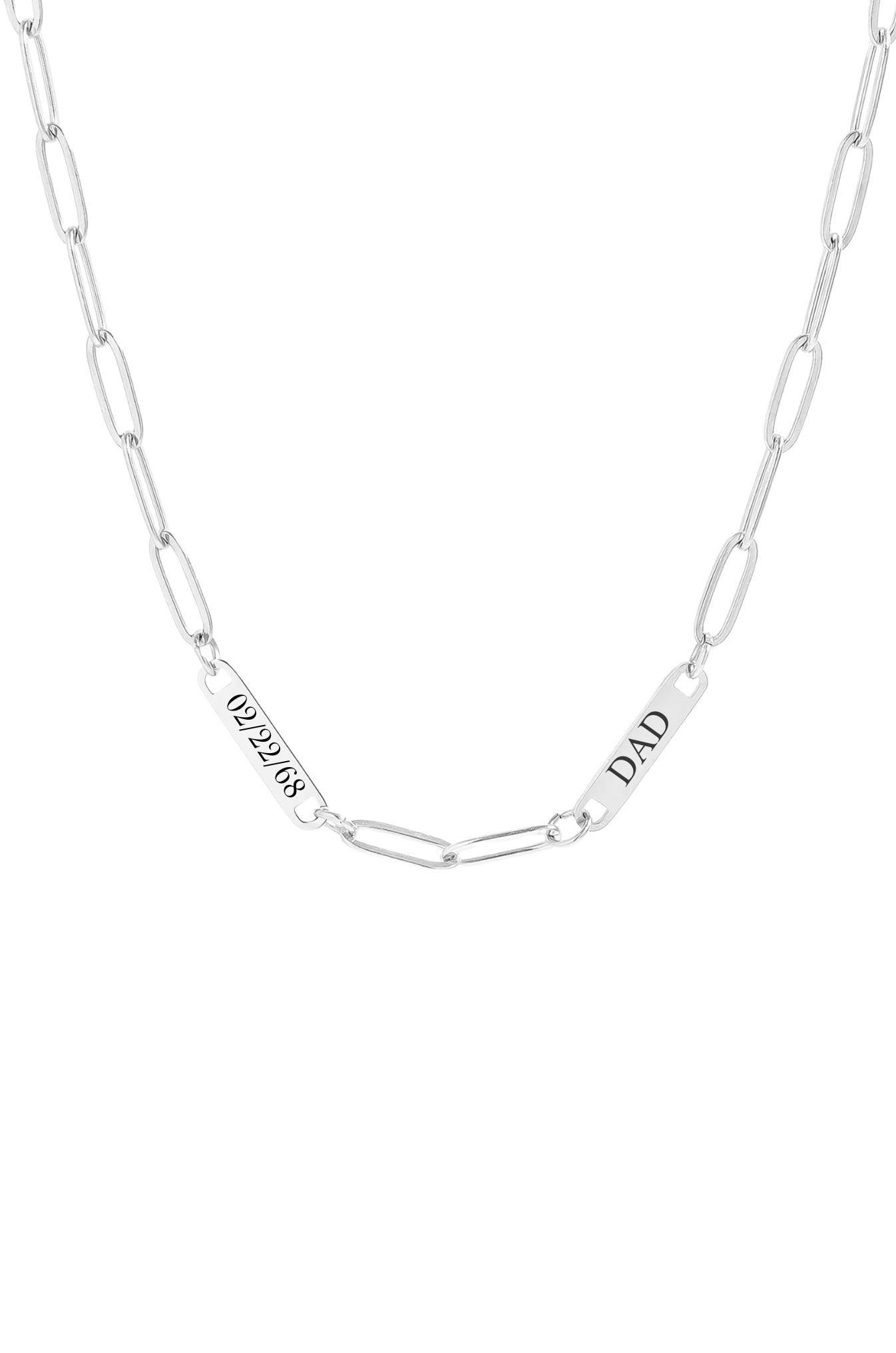 Custom Paperclip Necklace- Date and Text