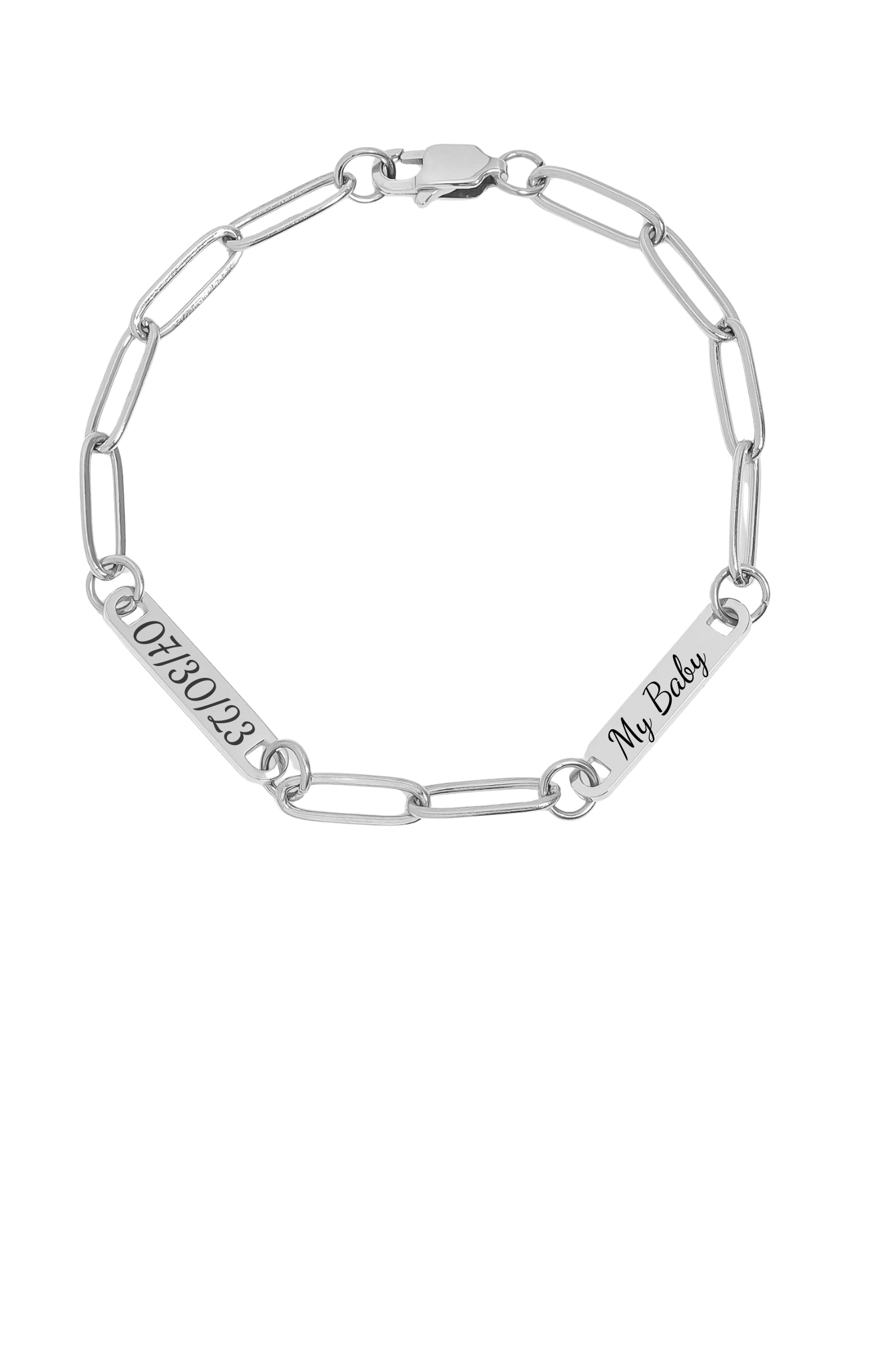 Custom Paperclip Bracelet- Date and Text