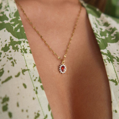 Dainty Gemstone Flower Necklace