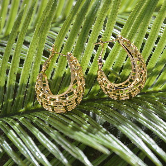 Gold Woven Basket Hoop Earrings ( Limited Edition )