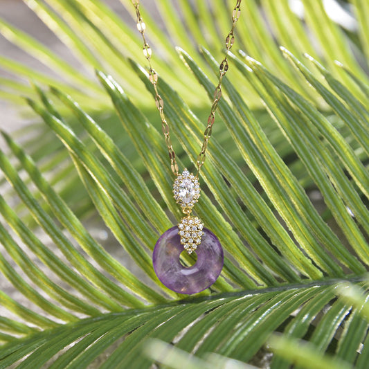 Diamond Amethyst Crystal Necklace