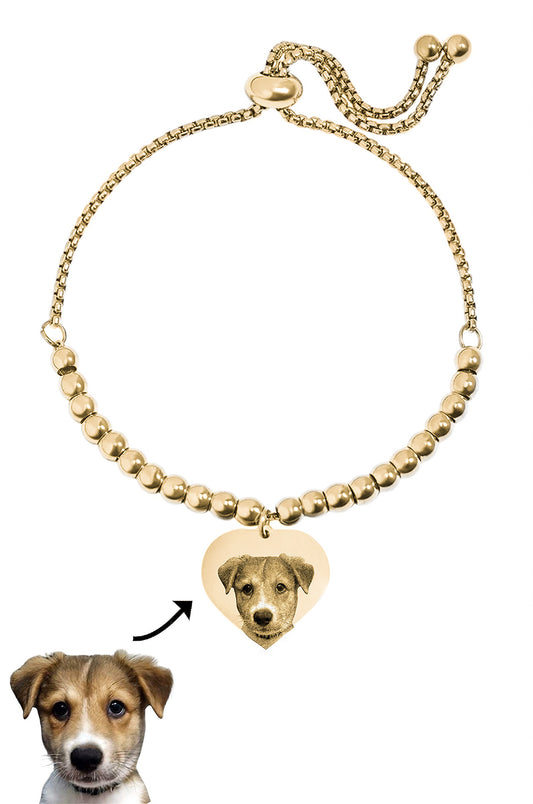 Custom Adjustable Heart Beaded Bracelet-Pet