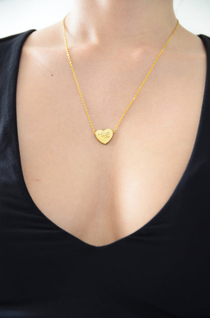 Custom Heart Necklace - Handwriting