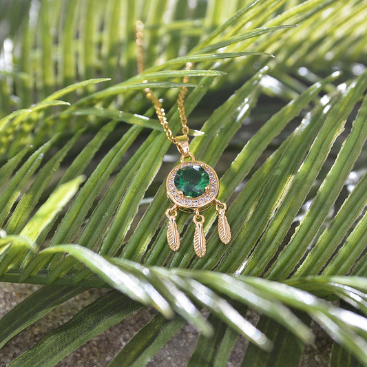 Emerald Dream Catcher Necklace