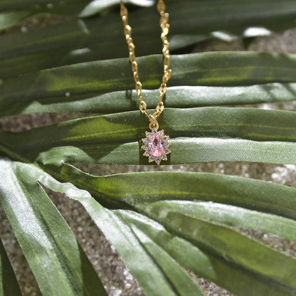 Dainty Gemstone Flower Necklace