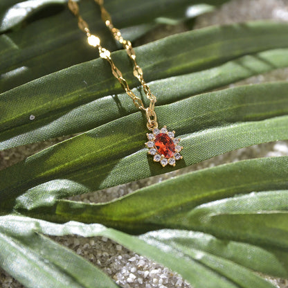 Dainty Gemstone Flower Necklace