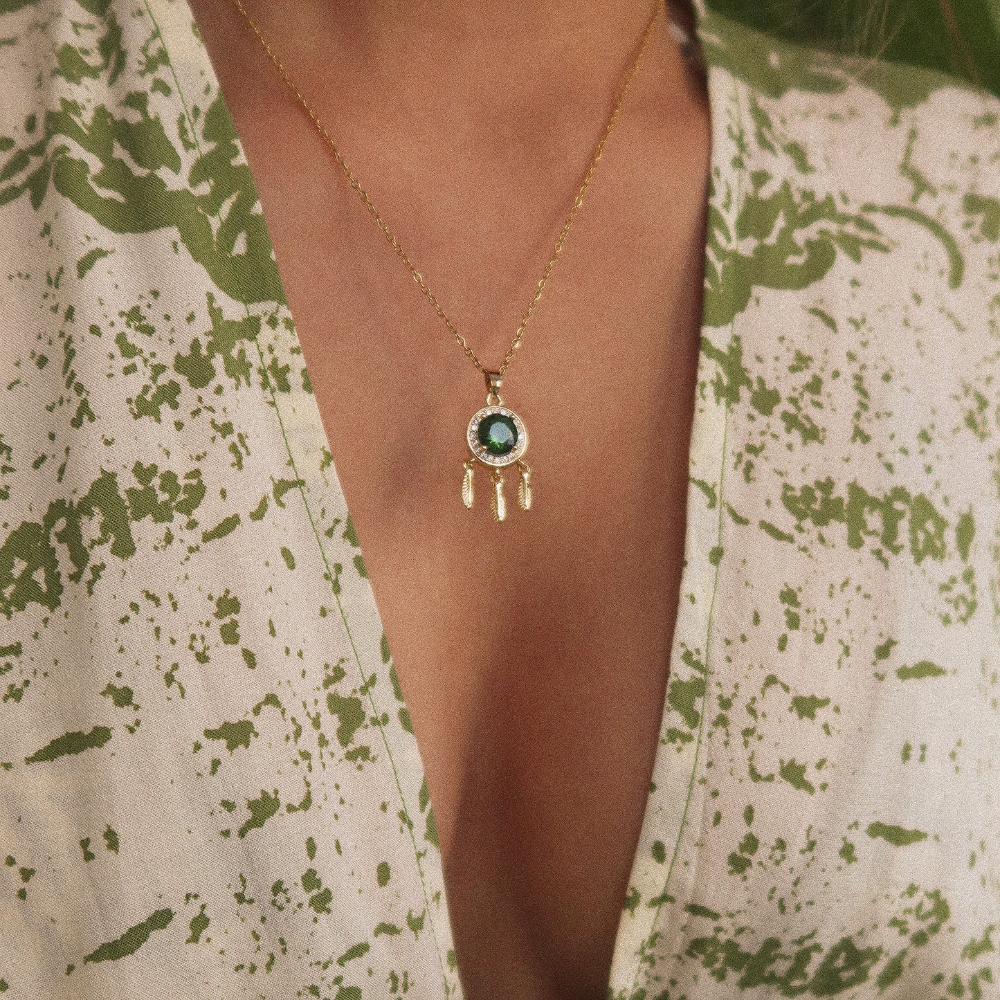 Emerald Dream Catcher Necklace