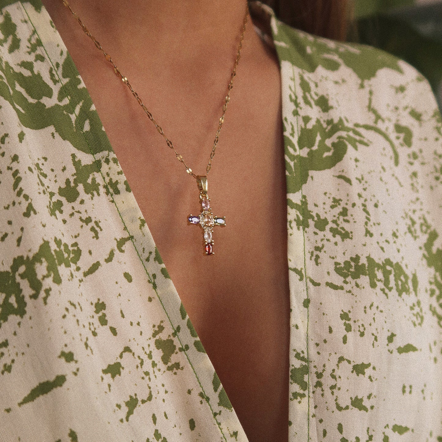 Mosaic Cross Necklace