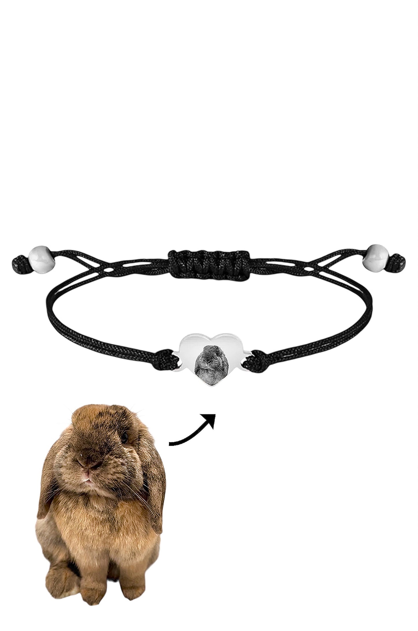 Custom Adjustable Heart Cord Bracelet-Pet