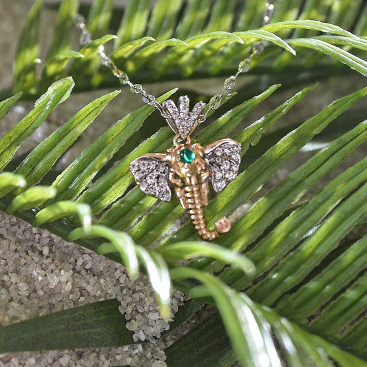 Jade Diamond Elephant Necklace