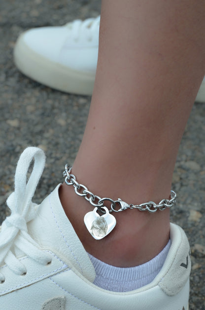 Custom Silver Heart Bracelet/Anklet- Pet