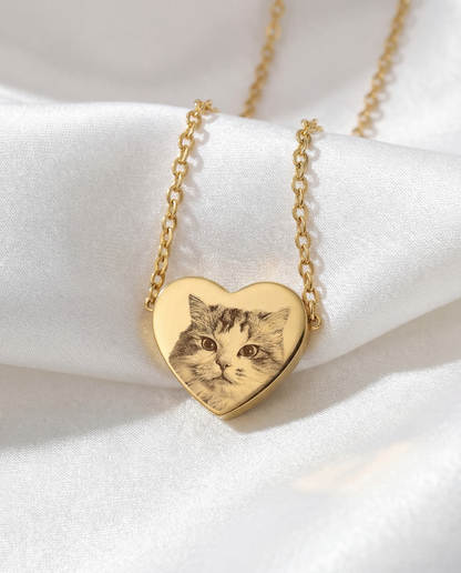 CUSTOM PET FACE HEART NECKLACE