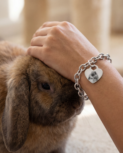 PET FACE SILVER HEART BRACELET/ ANKLET