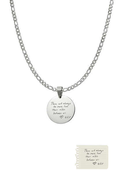 Men's Custom Coin Pendant Necklace - Handwriting