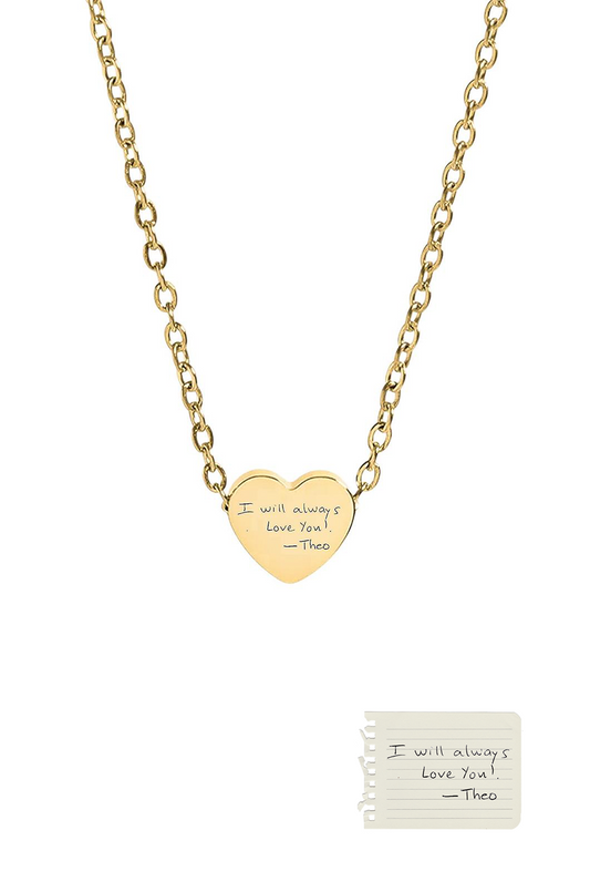Custom Heart Necklace - Handwriting