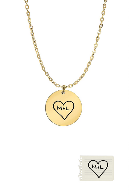 Custom Coin Necklace - Handwriting