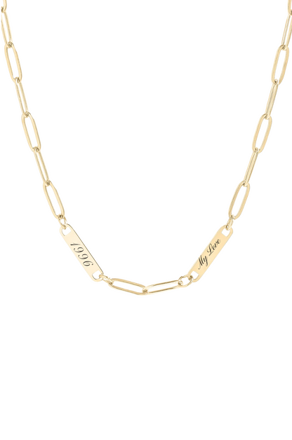 Custom Paperclip Necklace- Date and Text