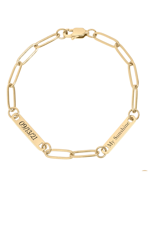 Custom Paperclip Bracelet- Date and Text