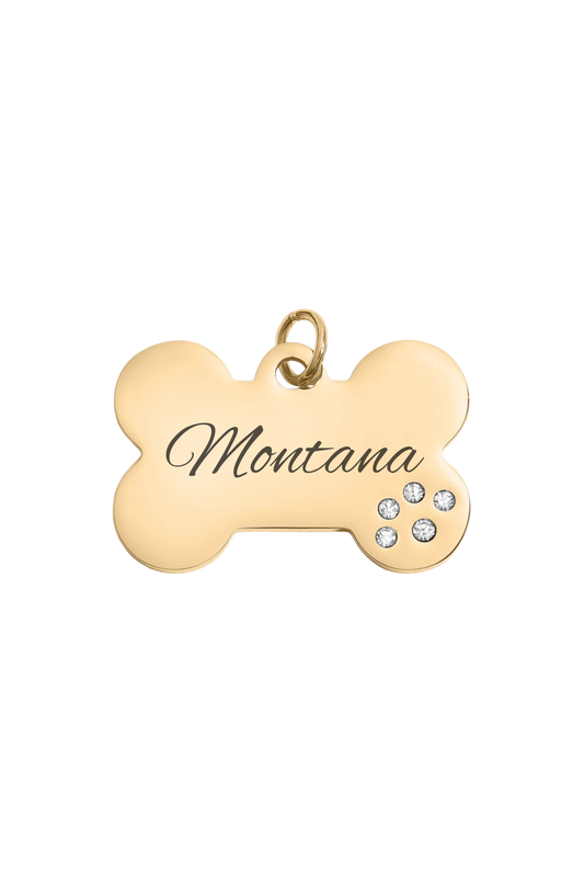 Custom Bone Dog Tag With CZ-Pet