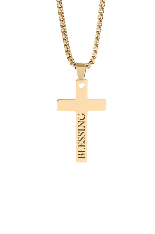 Men's Custom Cross Necklace-Text