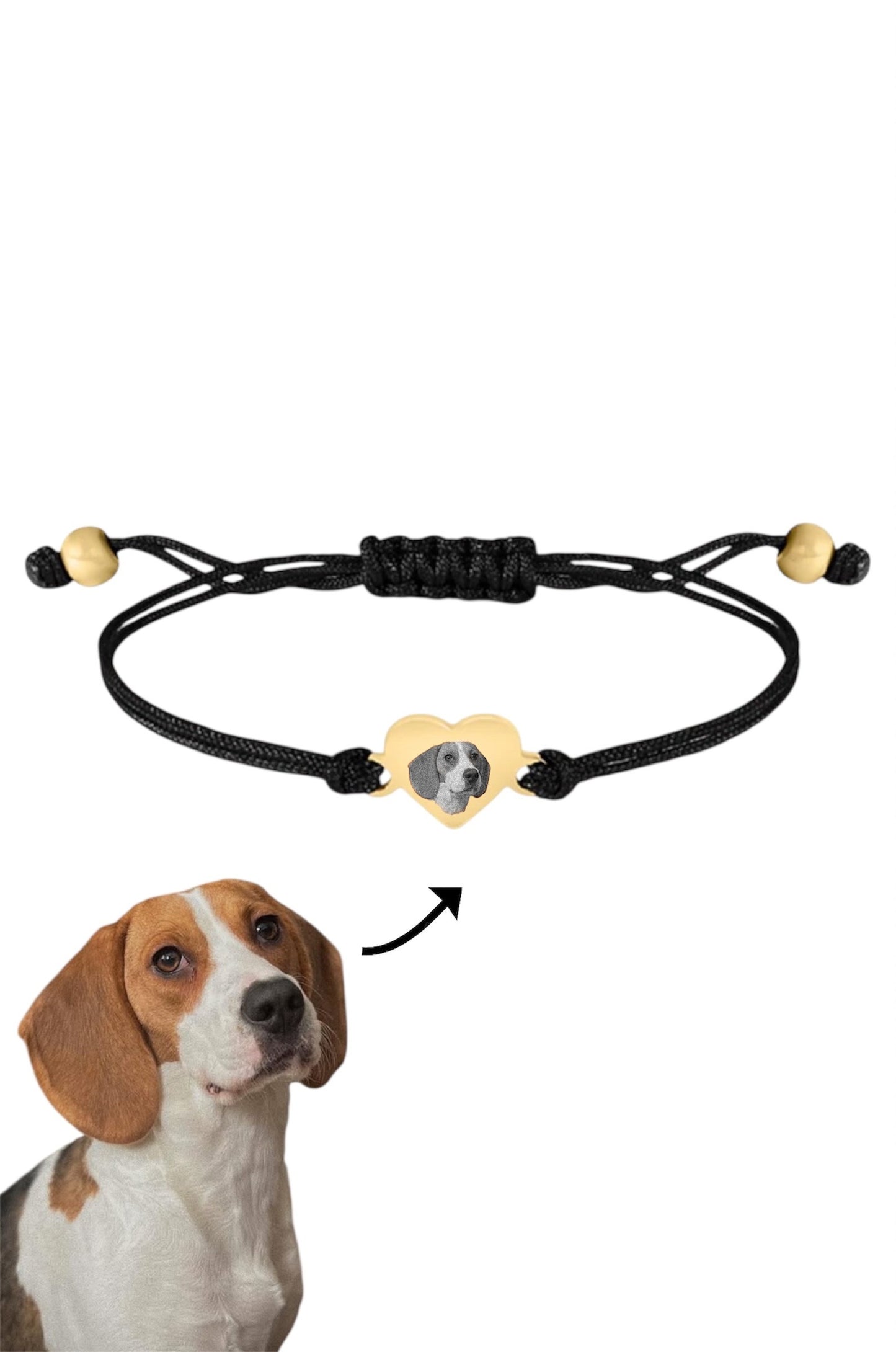 Custom Adjustable Heart Cord Bracelet-Pet